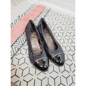 AGL ATTILIO GUISTI LEOMBRUNI  Black Leather Black Leather Pump Heels, sz 10.5